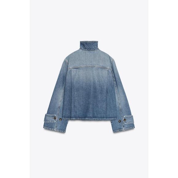 ZARA TRF HIGH NECK DENIM JACKET - Picture 7 of 8